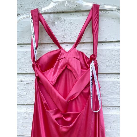 Zum Zum by Niki Livas Dress Sz 5/6 Pink Satin Maxi Strappy Open Back Long Formal - Picture 2 of 5